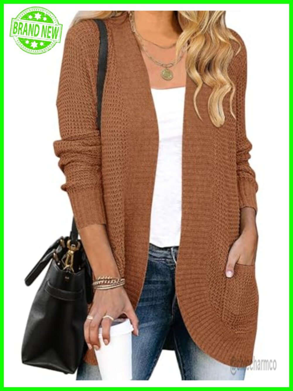 Open Front Cocoon Cardigan Knit Sweater Long Sleeve